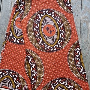 Orange and Brown Supreme Wax Ankara Cotton Fabric with Birds